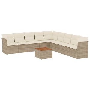 vidaXL Set canapele de grădină cu perne, 10 piese, bej, poliratan