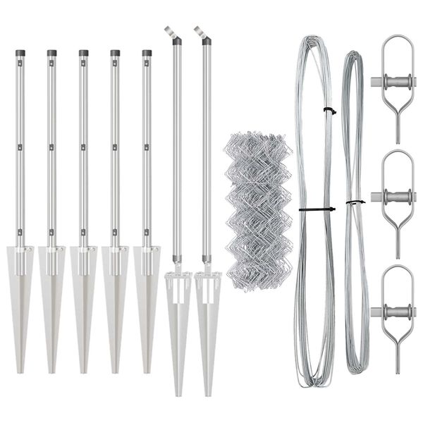 vidaXL St&acirc;lp de gard. Argintiu 10 x 0,8 m (plasă de 60 x 60 mm) Oțel