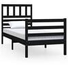 vidaXL Cadru de pat mic single, negru, 75x190 cm, lemn masiv