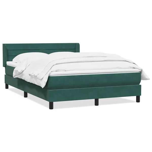 vidaXL Pat box spring cu saltea, verde &icirc;nchis, 160x220 cm, catifea