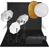 vidaXL Kit studio foto cu set de lumini, fundal și reflector