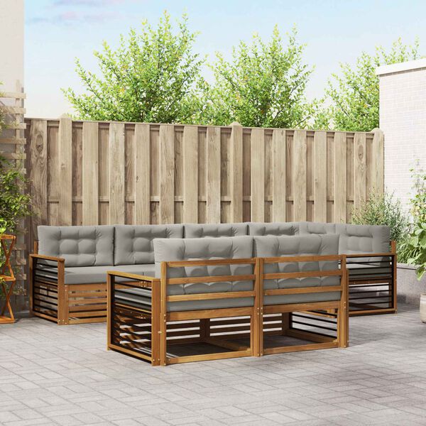 vidaXL Set de canapele de exterior 7 pcs Gri natural și deschis