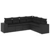 vidaXL Set mobilier de grădină cu perne, 6 piese, negru, poliratan