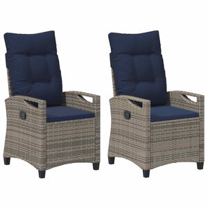 vidaXL Scaun pentru Grădină 2 pcs gri și bleumarin 56 x 60 x 112 cm