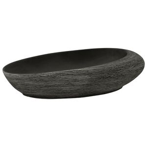 vidaXL Lavoar de blat, gri și negru, 59x40x14 cm, ceramică, oval