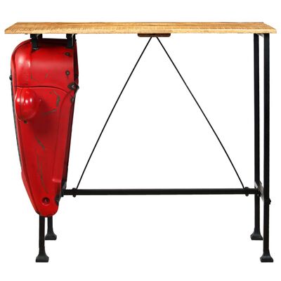 vidaXL Masă bar, stil tractor, lemn masiv mango, roșu, 60x120x107 cm