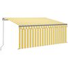 vidaXL Copertină retractabilă manual cu stor, galben&alb, 3,5x2,5 m