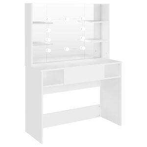 vidaXL Masă de machiaj cu lumini LED, alb, 100x40x135 cm, MDF