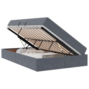 vidaXL Pat cu saltea și spațiu de depozitare Gri &icirc;nchis 120 x 200 cm