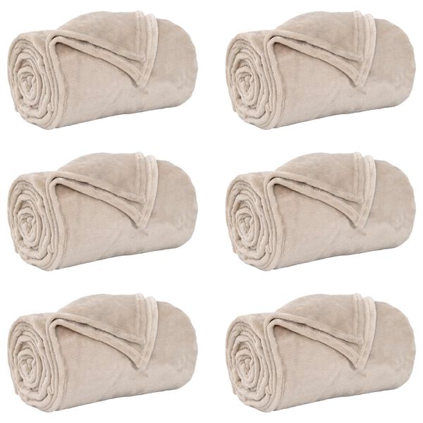 vidaXL Pături de aruncat 6 pcs Bej 220 x 240 cm Molton