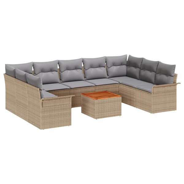 vidaXL Set de canapele pentru grădină 10 pcs Bej Rattan poli