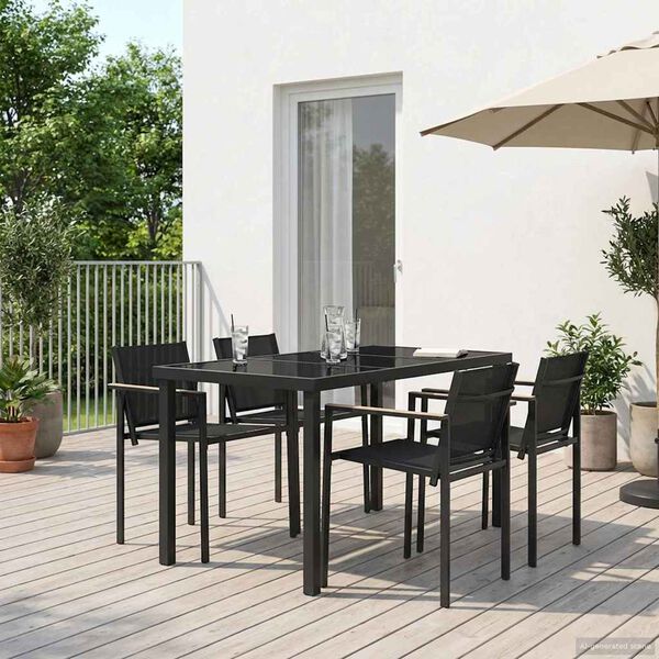 vidaXL Set de Mobilier pentru Exterior 5 pcs Negru și antracit Oțel