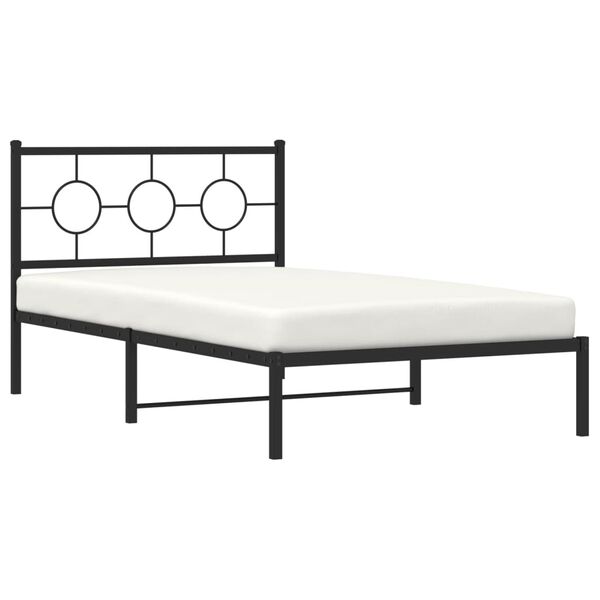 vidaXL Cadru de pat din metal cu tăblie, negru, 107x203 cm