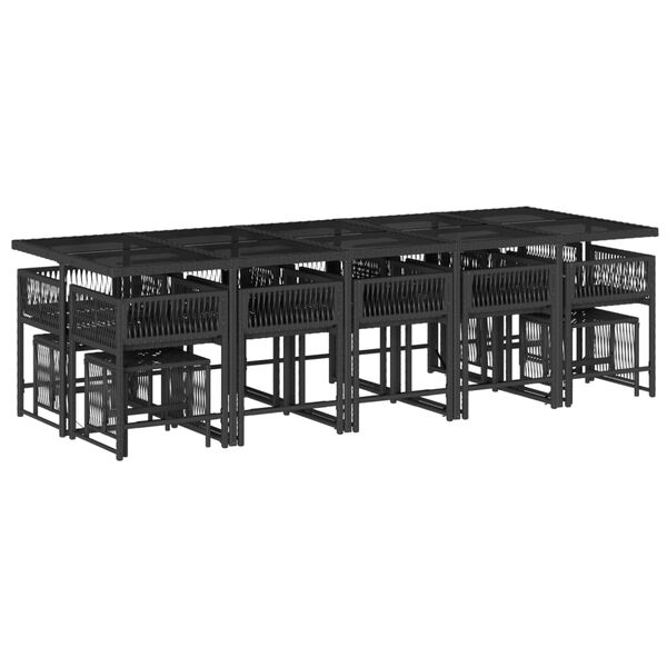 vidaXL Set mobilier de grădină cu perne, 15 piese, negru, poliratan