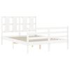 vidaXL Cadru de pat cu tăblie, alb, 140x200 cm, lemn masiv