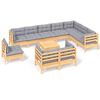 vidaXL Set mobilier de grădină cu perne, 11 piese, gri, lemn masiv pin