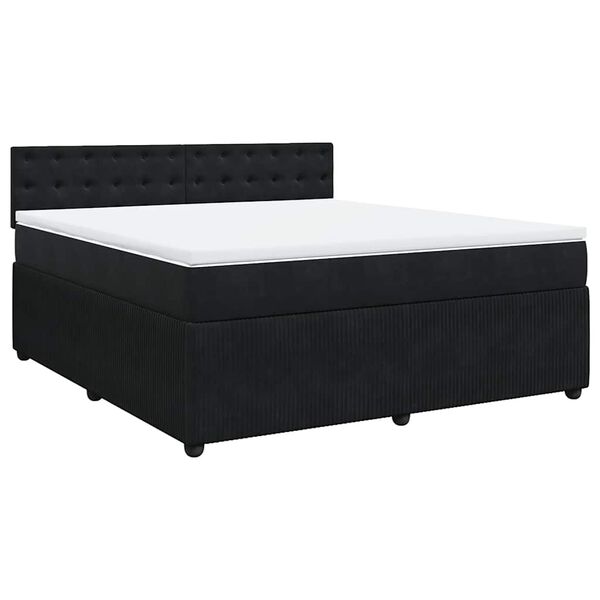 vidaXL Pat box spring cu saltea, negru, 180x200 cm, catifea