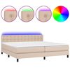 vidaXL Pat cu arcuri, cu saltea și LED cappuccino 200x200 cm piele eco
