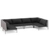 vidaXL Set de mobilier de grădină & perne 6 piese gri &icirc;nchis poliratan