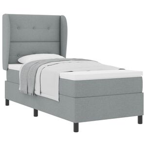 vidaXL Pat cu arcuri cu headboard Gri deschis 90 x 190 cm țesătură