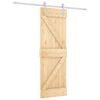 vidaXL Ușă glisantă Natural și Alb 70 x 210 cm Lemn de Pin Solid