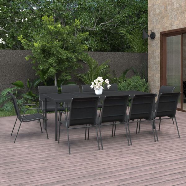 vidaXL Set mobilier de exterior, 11 piese, oțel