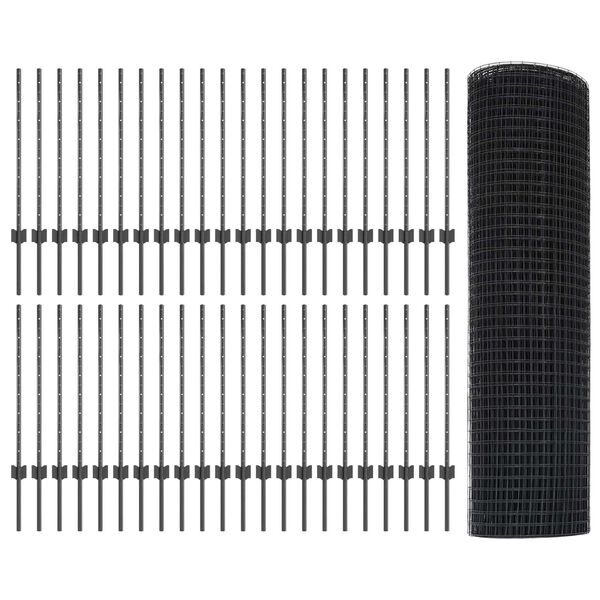 vidaXL Gard cu St&acirc;lp Gri 0,8 x 100 m Oțel și PVC