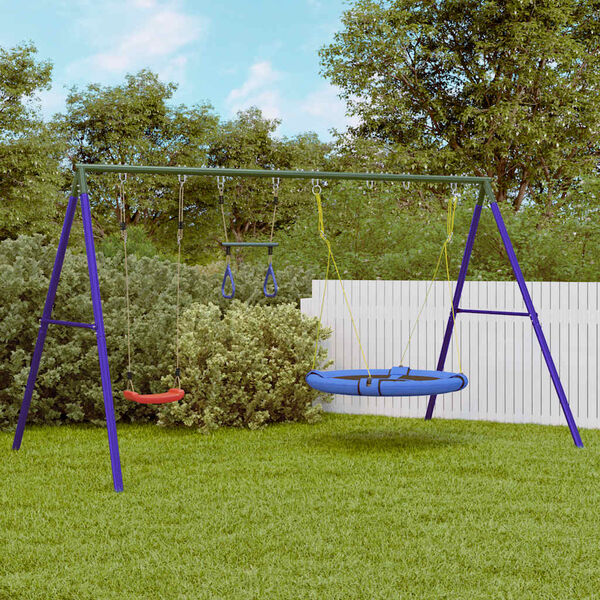 vidaXL Set leagăn de exterior, cu leagăn, trapez și leagăn farfurie