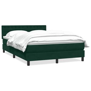 vidaXL Pat box spring cu saltea, verde &icirc;nchis, 160x220 cm, catifea