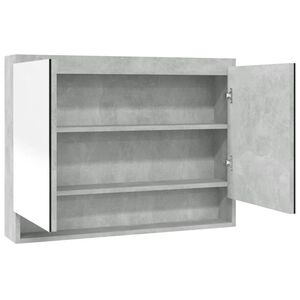vidaXL Dulap de baie cu oglindă, gri beton, 80x15x60 cm, MDF