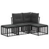 vidaXL Set de canapele de exterior cu pernă 4 pcs Negru Poliester