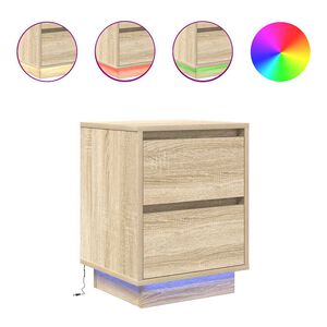 vidaXL Noptiera cu lumini LED Stejar Sonoma 38x34x50 cm