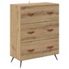 vidaXL Comodă cu sertare 3-Drawer Stejar Artizanal 69,5 x 34 x 90 cm