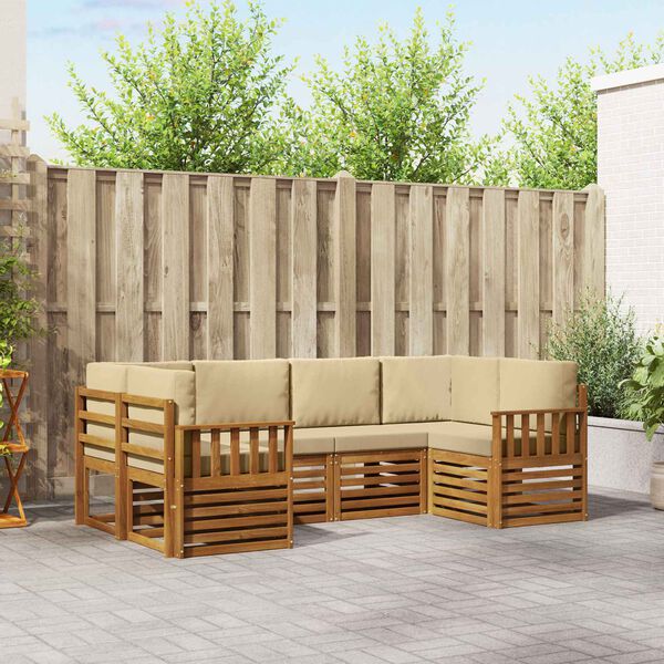 vidaXL Set canapea sectională 6 pcs natural Lemn Solid de Acacia