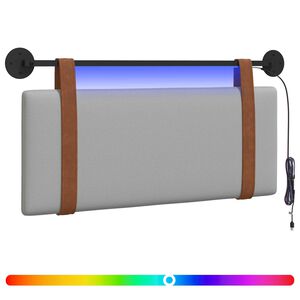 vidaXL Tăblie de pat suspendată Cu lumină LED Gri nori PU antic