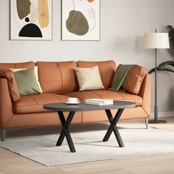 vidaXL Picioare pentru măsuță de cafea &icirc;n formă de X, 2 buc., negru, 50x(42-43) cm, oțel