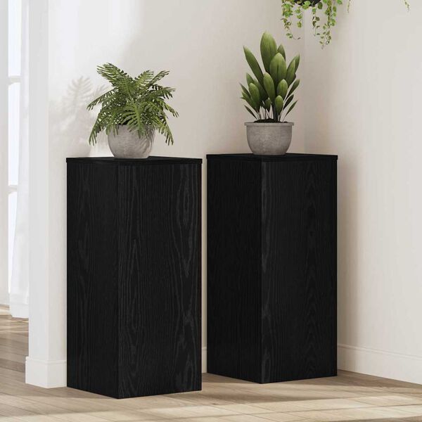 vidaXL Suport pentru plante 2 pcs Stejar Negru 30 x 30 x 70 cm
