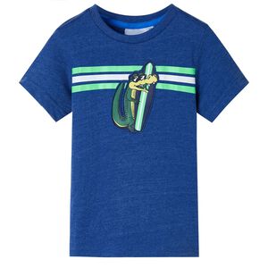 vidaXL Tricou pentru copii, albastru &icirc;nchis melanj, 128