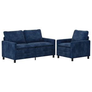 vidaXL Set de canapea 2 buc. Albastru marin Poliester
