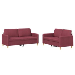 vidaXL Set canapea cu perne, 2 piese, roșu vin, material textil