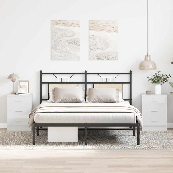 vidaXL Noptiere, 2 buc., alb extralucios, 38x35x56 cm, lemn prelucrat