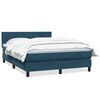 vidaXL Pat box spring cu saltea, albastru &icirc;nchis, 160x210 cm, catifea