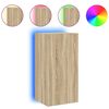vidaXL Comodă TV de perete cu lumini LED, stejar sonoma, 40,5x35x80 cm