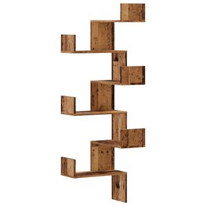 vidaXL Raft colțar perete lemn vechi 45x45x147 cm lemn prelucrat