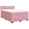 vidaXL Pat box spring cu saltea, roz, 140x190 cm, catifea