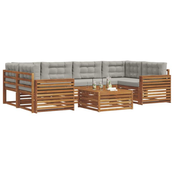 vidaXL Set de canapele de exterior 7 pcs Gri natural și deschis