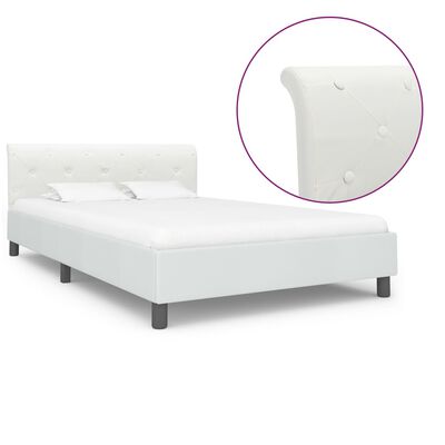 vidaXL Cadru de pat, alb, 140 x 200 cm, piele ecologică