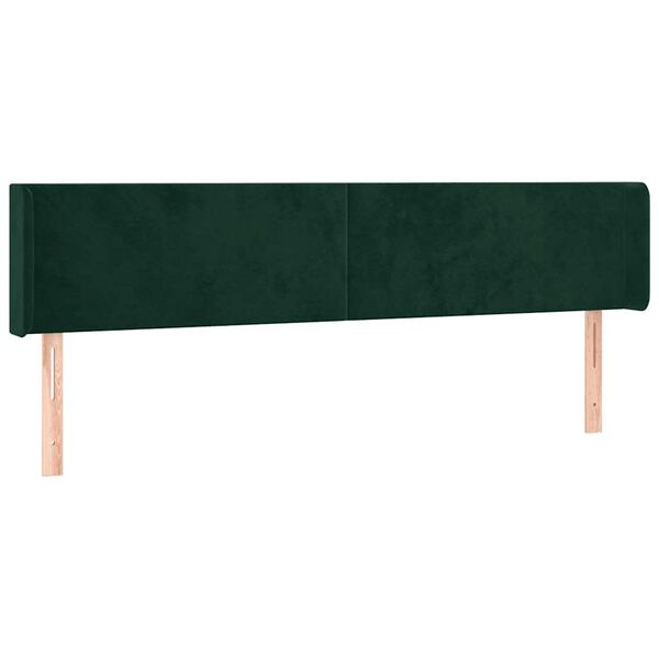 vidaXL Tăblie de pat cu aripioare verde &icirc;nchis 203x16x78/88 cm catifea