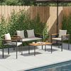 vidaXL Set de Mobilier pentru Exterior 4 pcs Negru și Alb crem