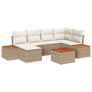 vidaXL Set de canapele pentru grădină 7 pcs Bej și crem Poliratan